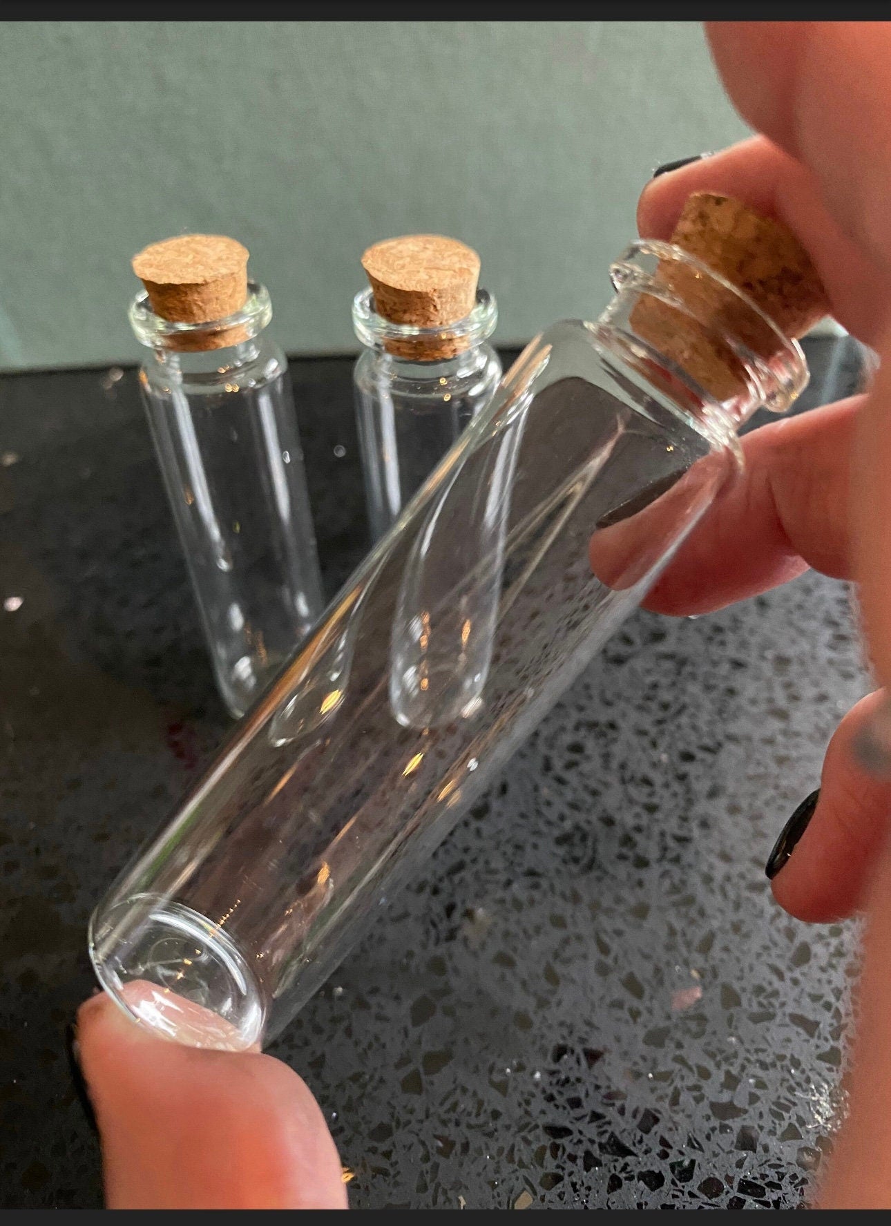 20 ml glass bottles with a cork stopper