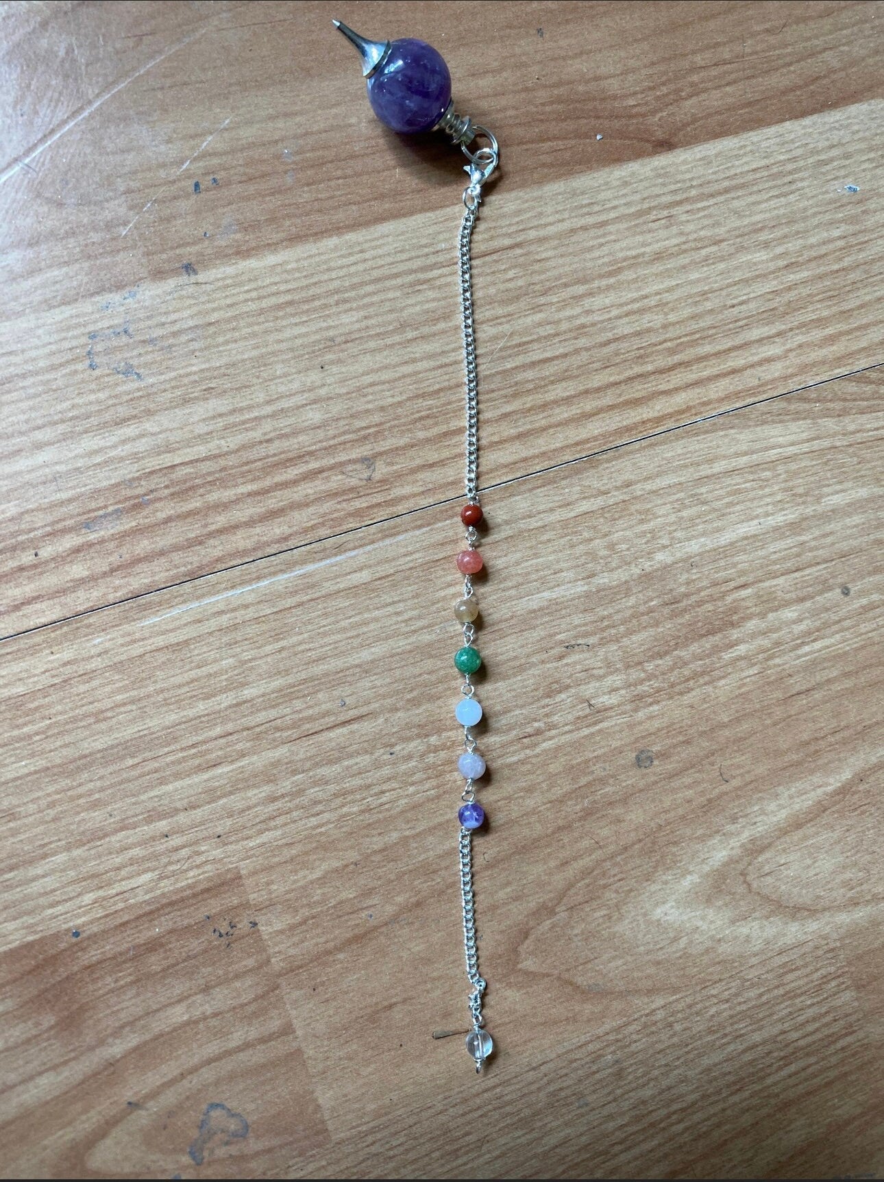 Amethyst Pendulum with chakra gemstones divination