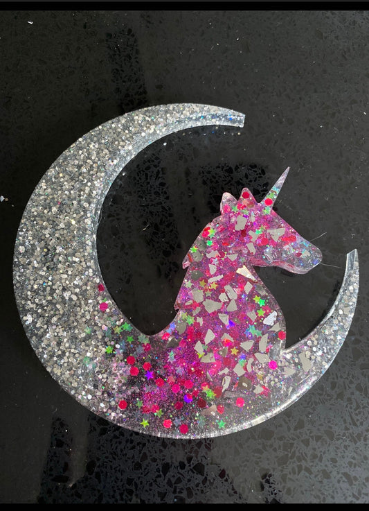 Epoxy resin unicorn with glitter childs birthday gift child bedroom decor child bedroom art