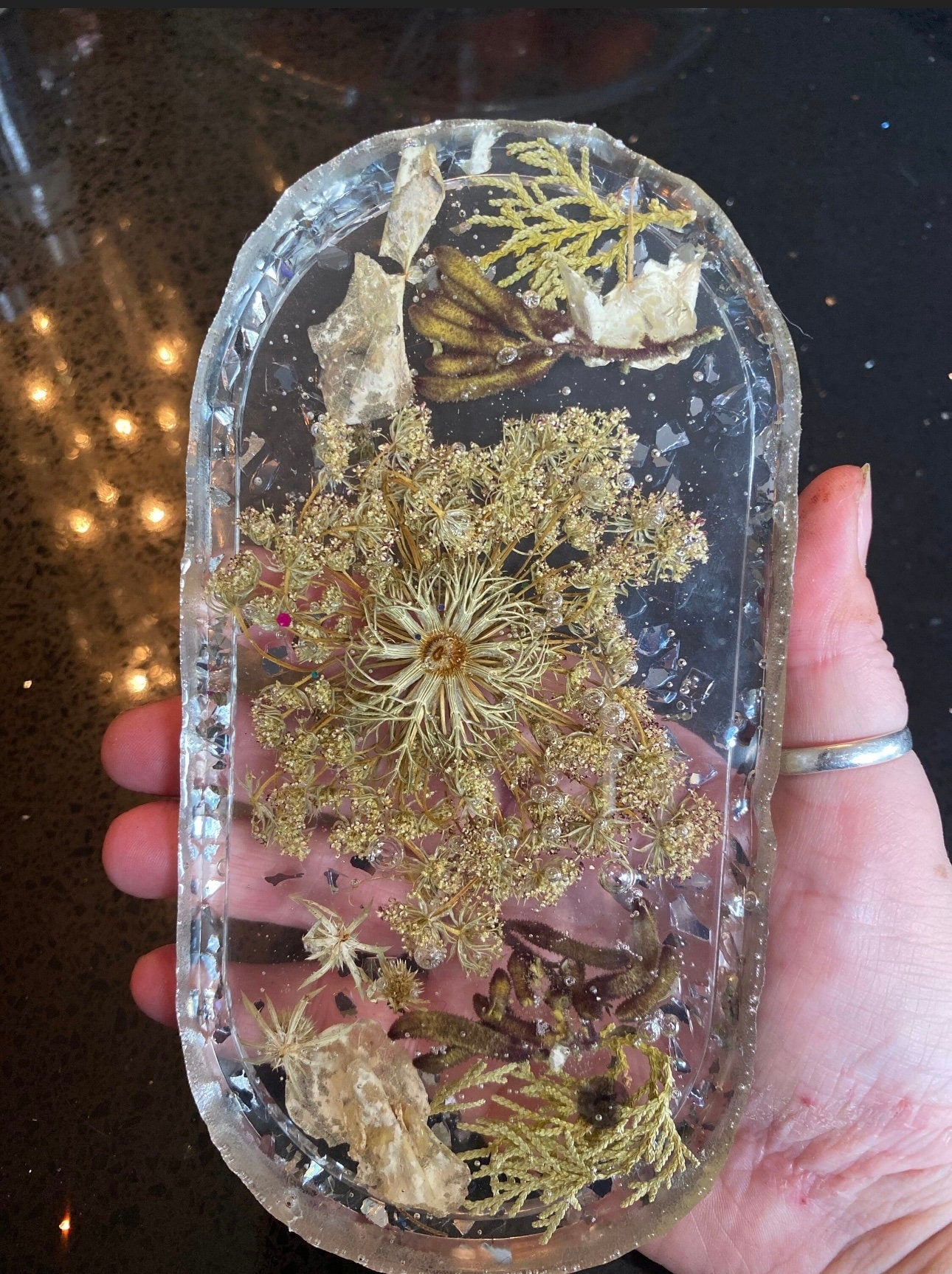 Botanical Herbs & Australian flowers Epoxy Resin Tray Epoxy resin art jewellery tray