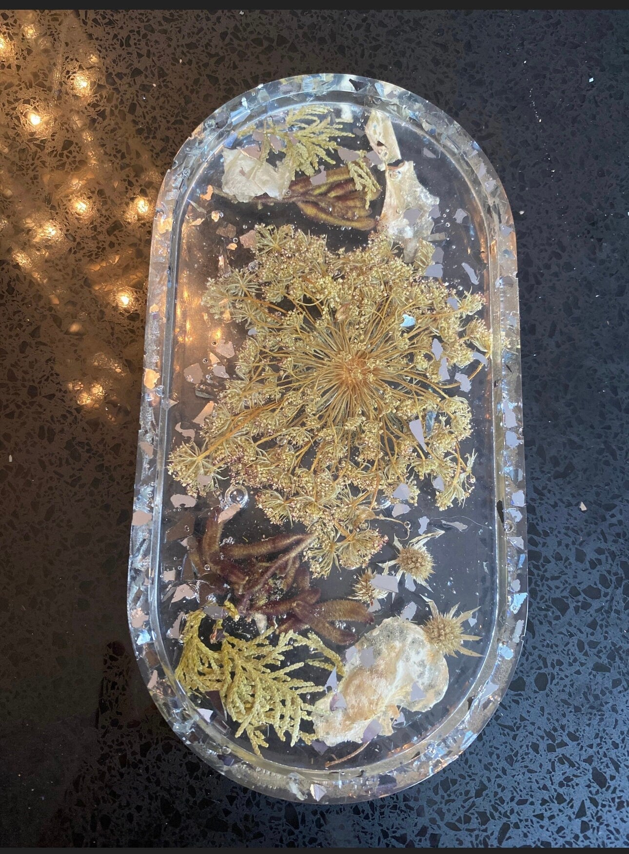 Botanical Herbs & Australian flowers Epoxy Resin Tray Epoxy resin art jewellery tray
