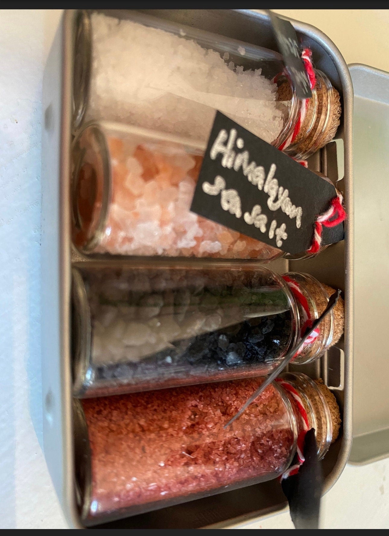 Four witches salts in a tin, witchcraft, ritual salts, wiccan altar, correspondents