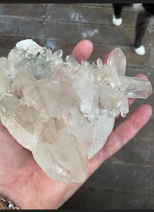 Pink Himalayan Quartz Cluster with Green Chlorite