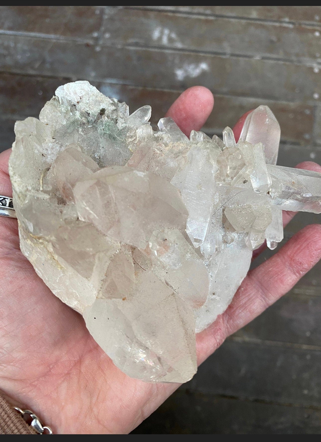 Pink Himalayan Quartz Cluster with Green Chlorite