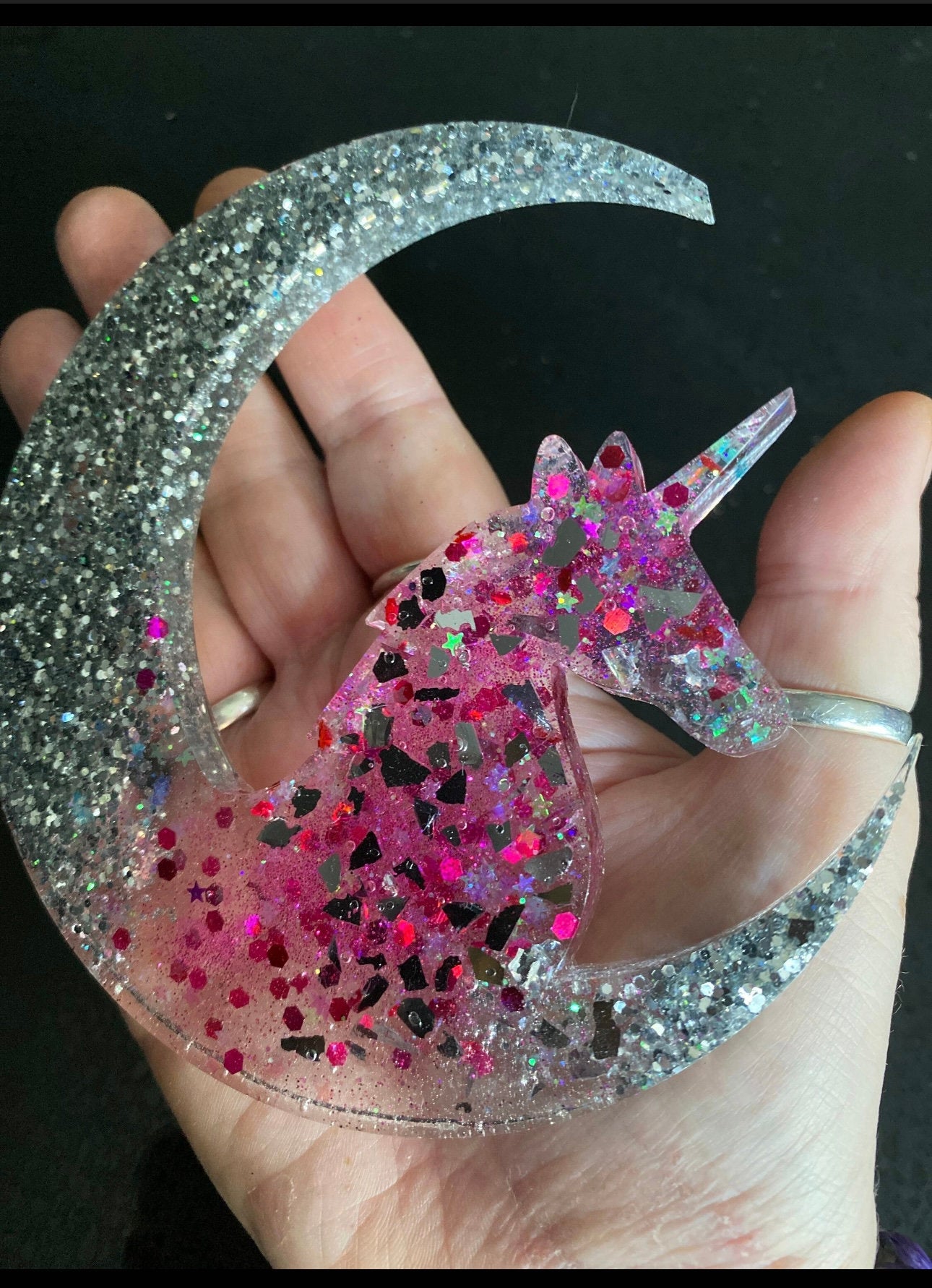 Epoxy resin unicorn with glitter childs birthday gift child bedroom decor child bedroom art