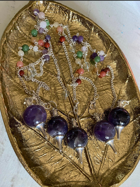 Amethyst Pendulum with chakra gemstones divination